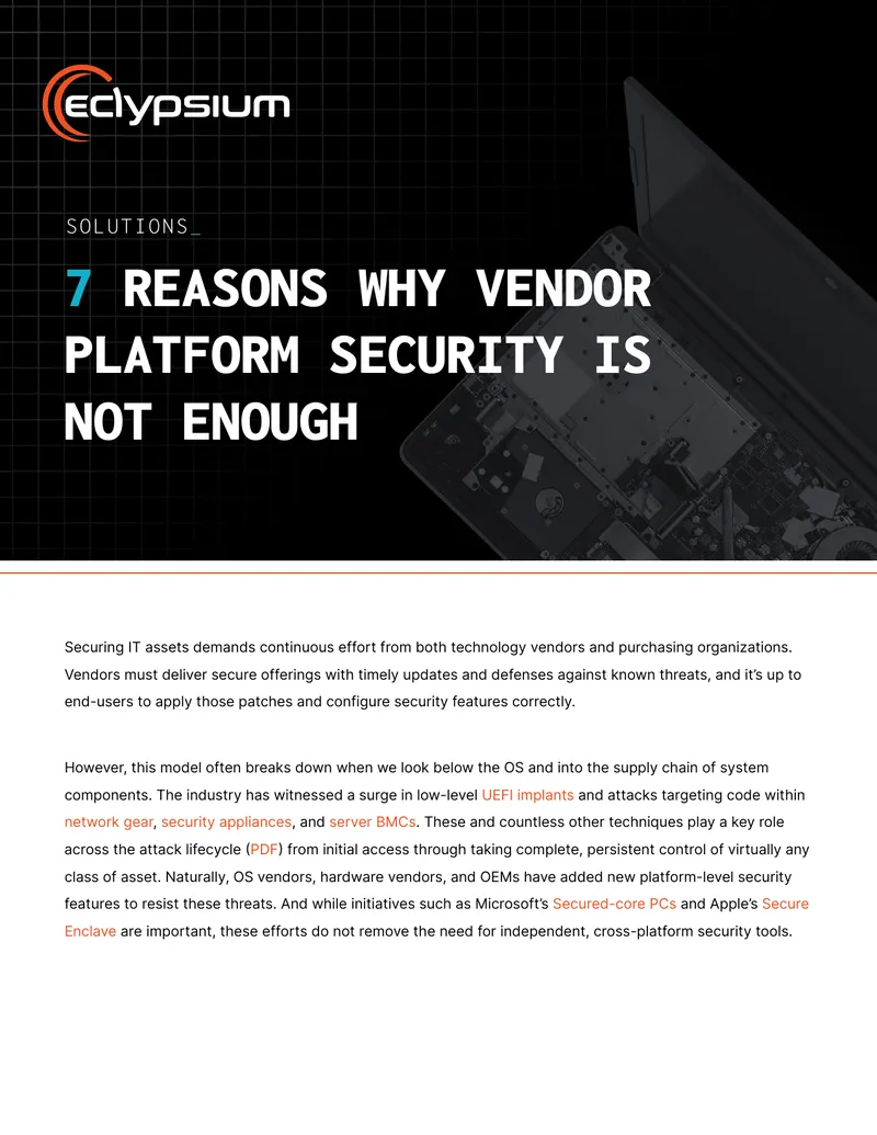 Reasons Vendor Platform Security Is Insufficient
