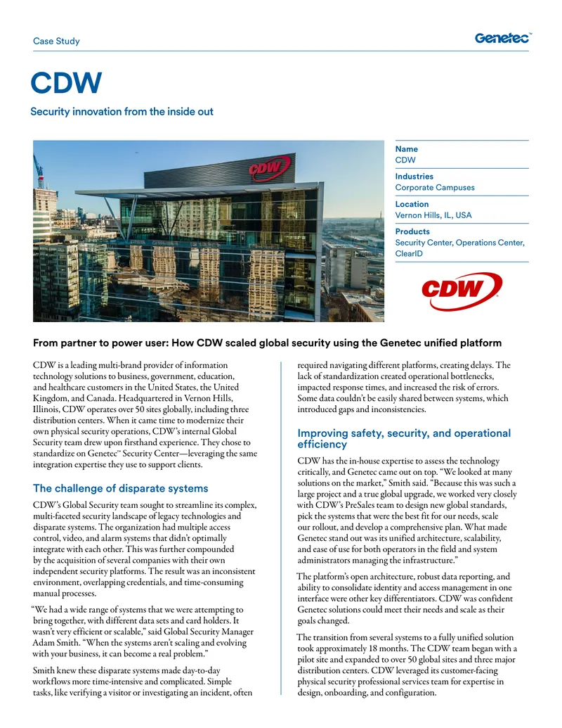 CDW Case Study on Global Security Transformation