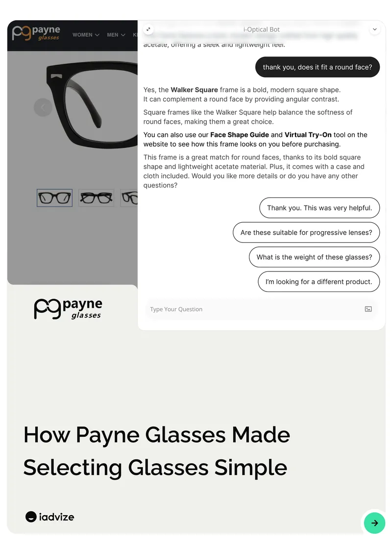 AI Shopping Assistant Implementation at Payne Glasses
