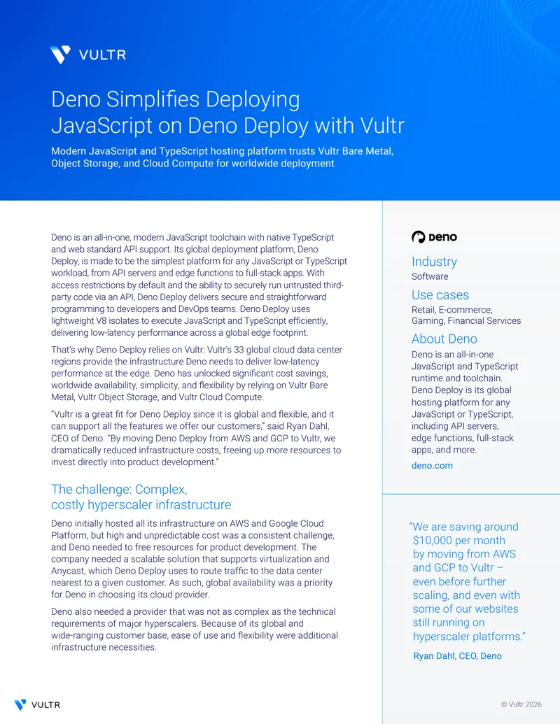 Deno Deploy Migration to Vultr Infrastructure
