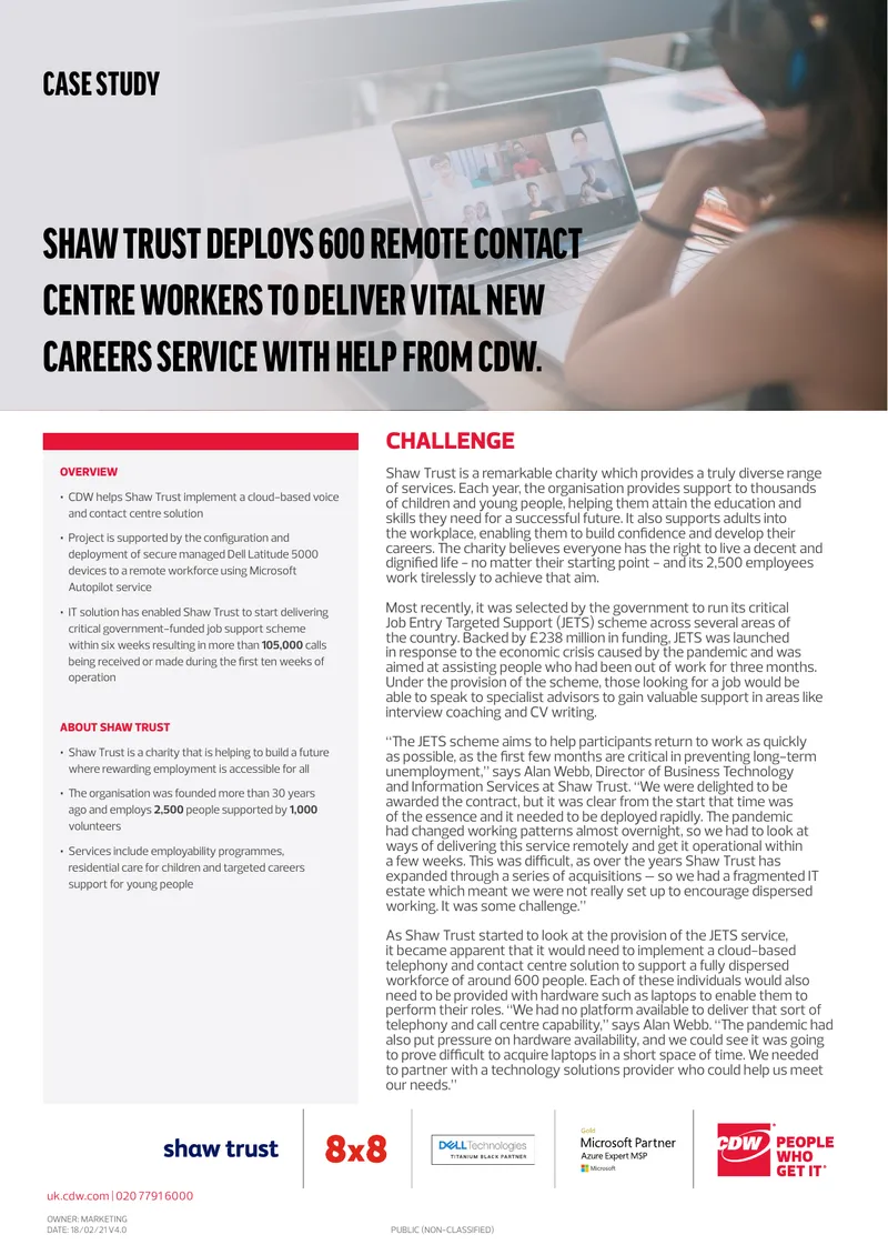 Shaw Trust Implements Cloud-Based Contact Centre Solution preview page 1