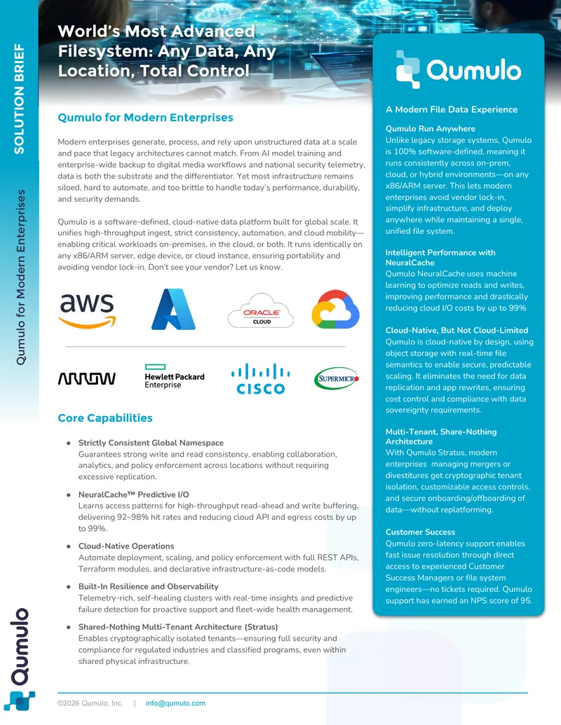 Qumulo Data Platform Solution Brief preview page 1