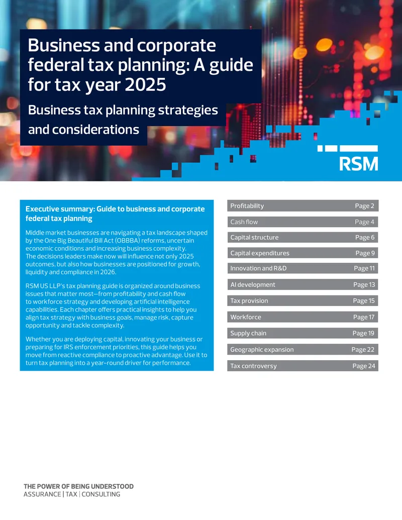 Business and Corporate Federal Tax Planning Guide for 2025