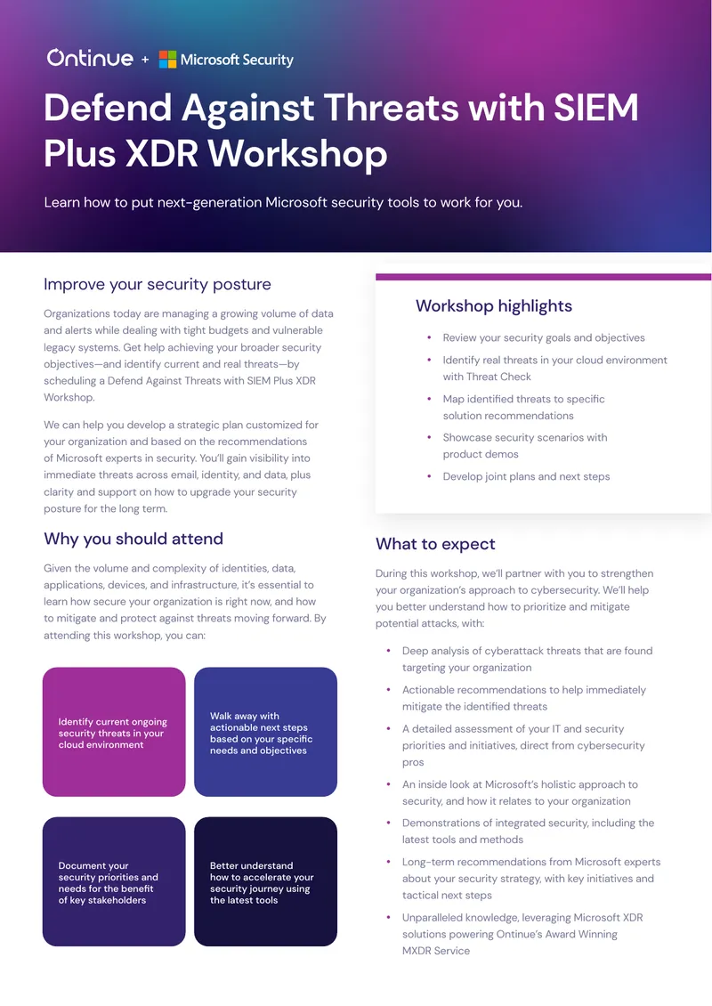Defend Against Threats with SIEM Plus XDR Workshop