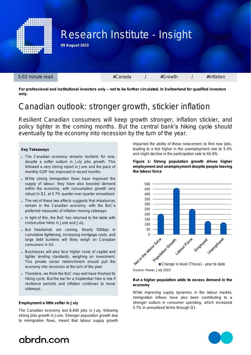 Canadian Economic Outlook: Growth and Inflation Trends