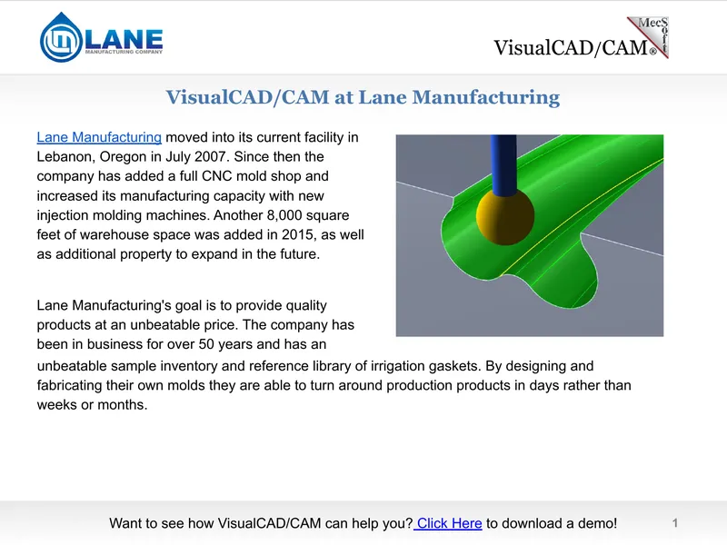 VisualCAD/CAM Application at Lane Manufacturing