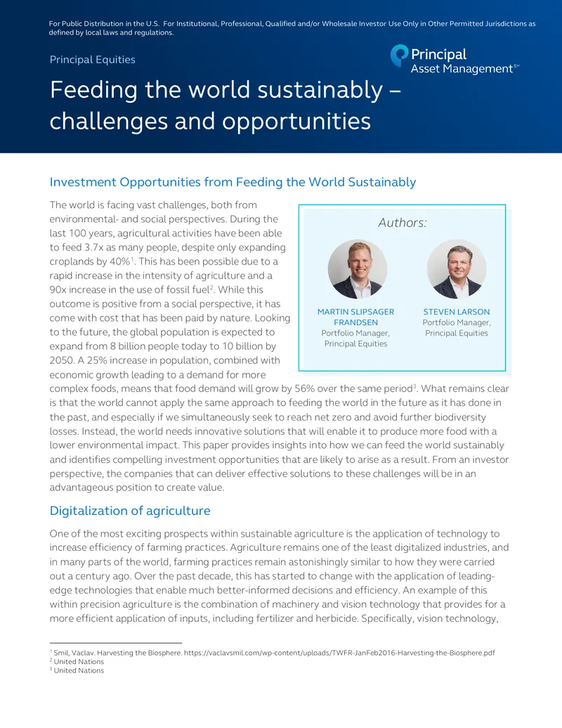 Investment Opportunities in Sustainable Agriculture