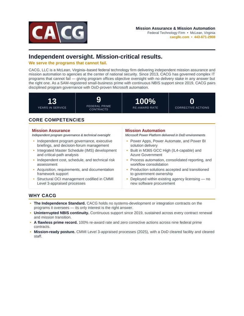 Mission Assurance and Automation Services Overview