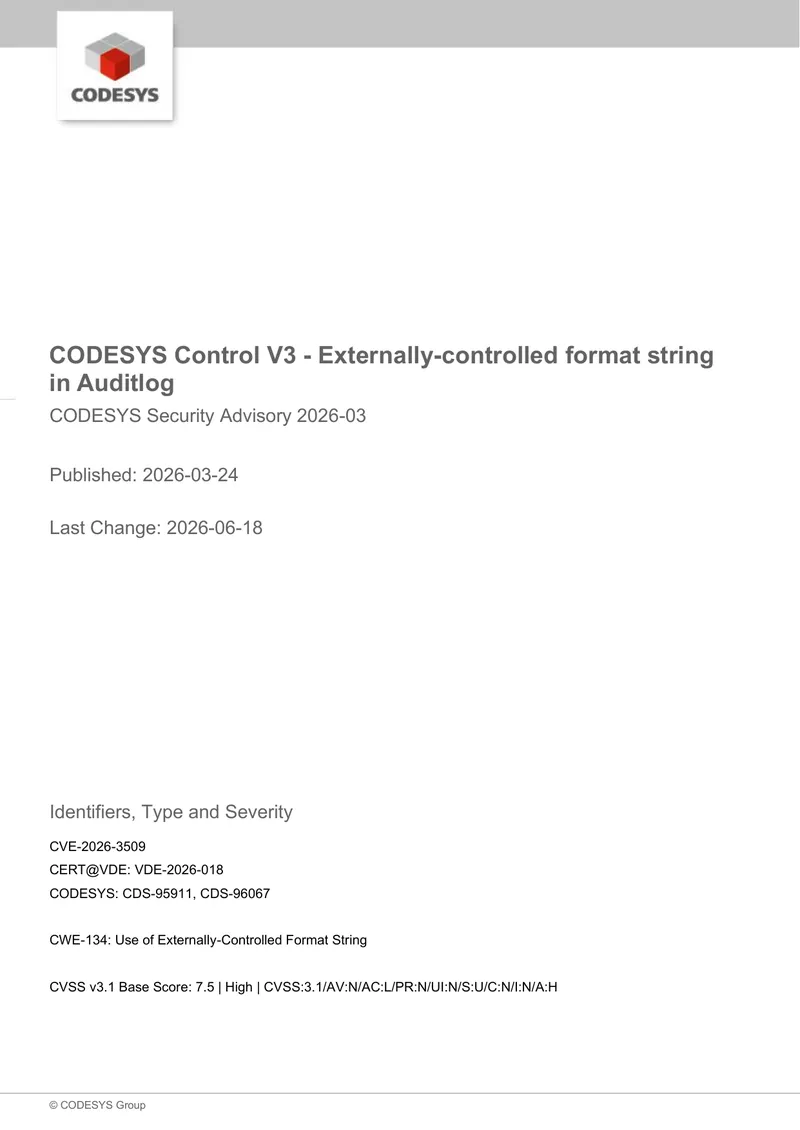 CODESYS Security Advisory 2026-03