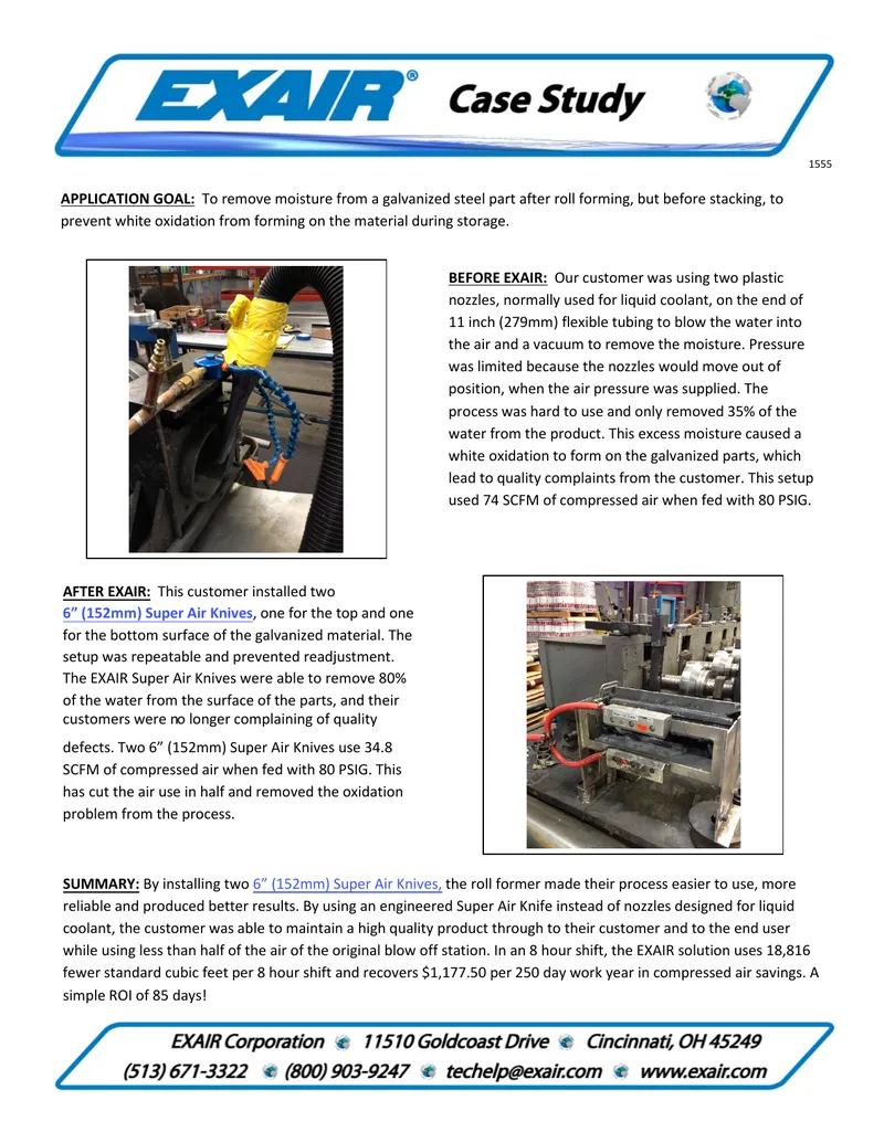 Moisture Removal Process for Galvanized Steel Parts