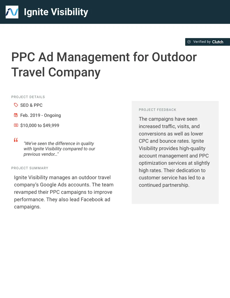 PPC Ad Management Case Study for Outdoor Travel Company