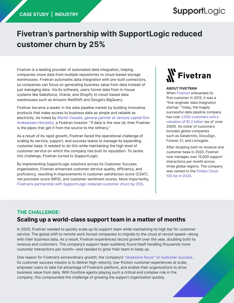 Fivetran Customer Churn Reduction Case Study