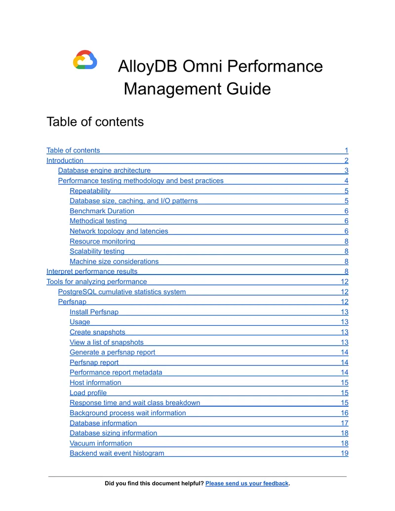 AlloyDB Omni Performance Management Guide