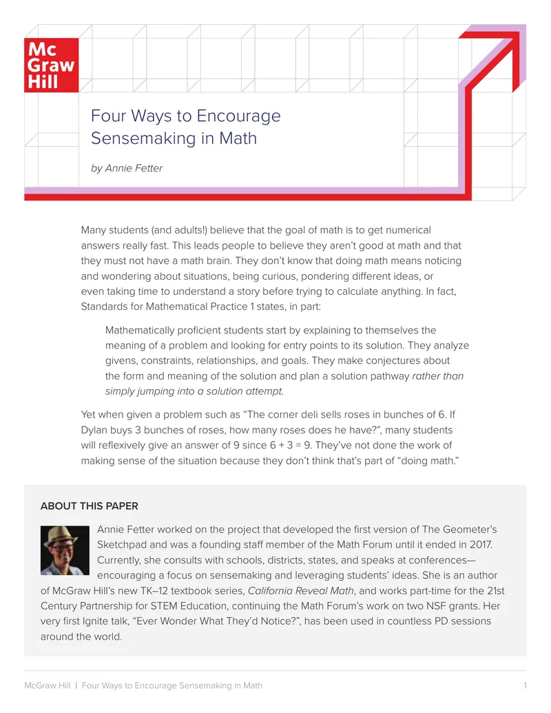 Four Strategies to Enhance Mathematical Sensemaking
