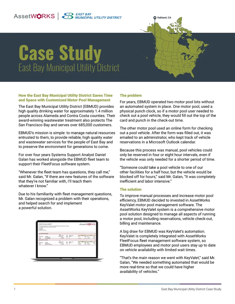 East Bay Municipal Utility District Motor Pool Management Case Study