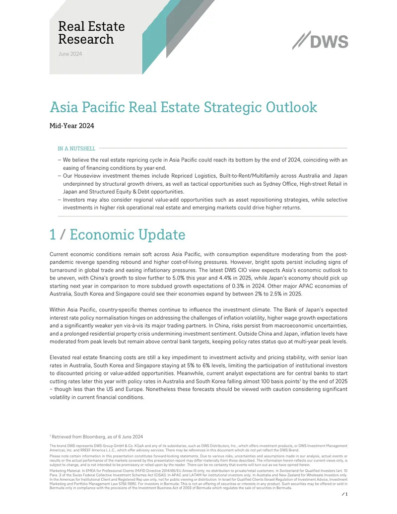 Asia Pacific Real Estate Strategic Outlook Mid-Year 2024