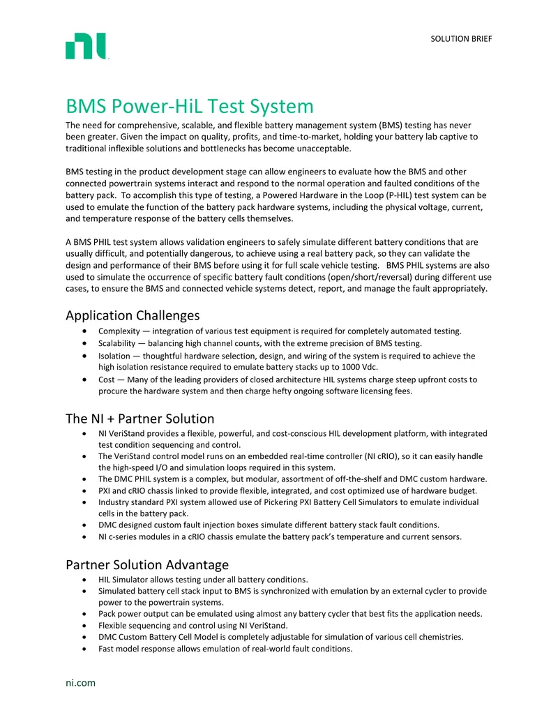 BMS Power-HiL Test System Overview