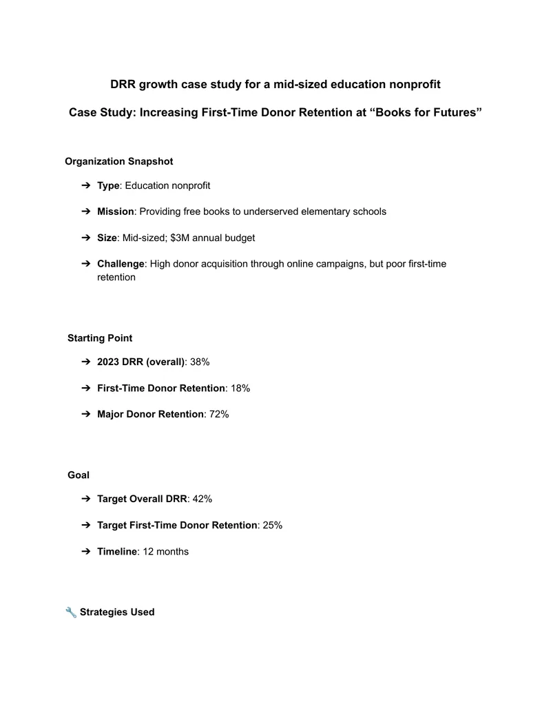 Increasing First-Time Donor Retention Case Study
