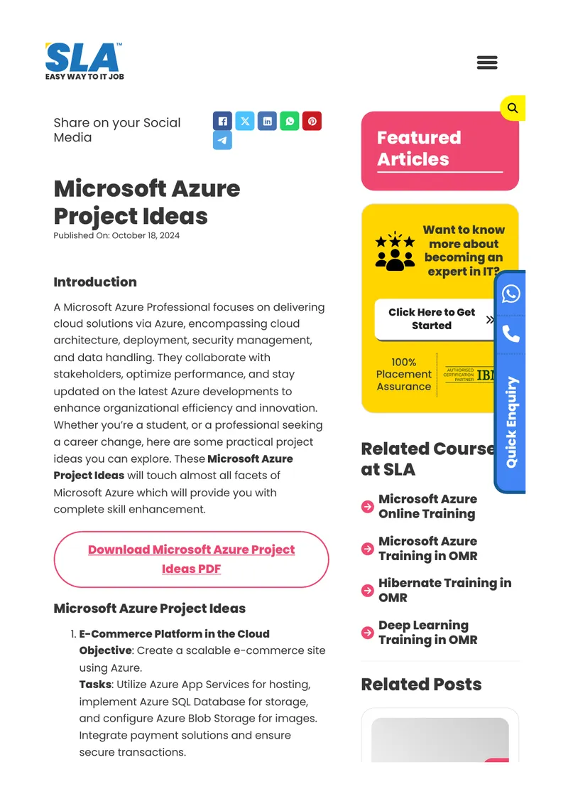 Microsoft Azure Project Ideas for Skill Enhancement