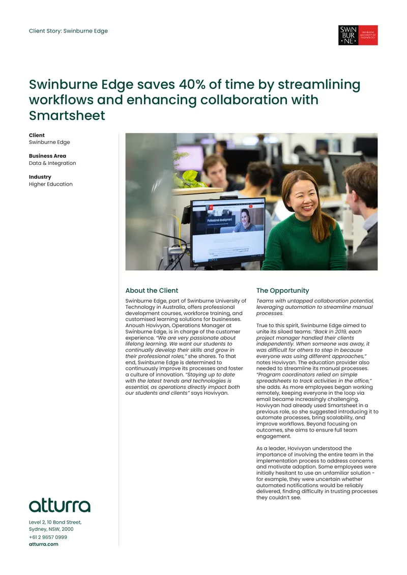 Swinburne Edge Workflow Improvement Case Study