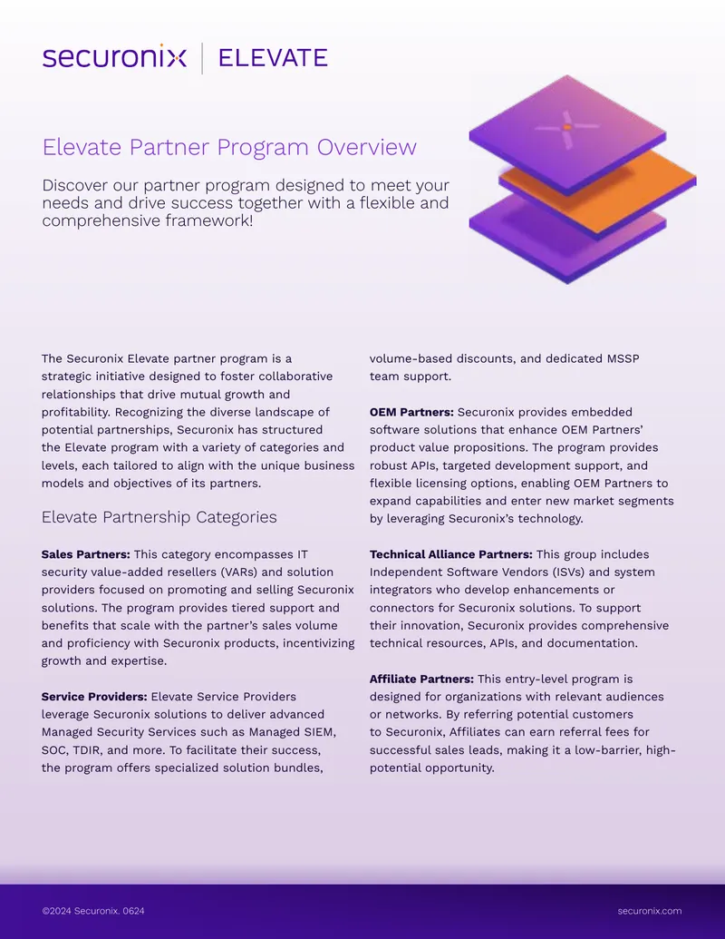 Securonix Elevate Partner Program Framework