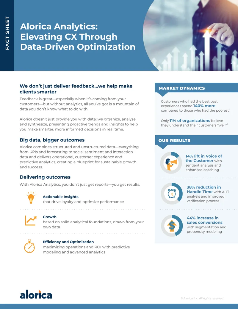 Alorica Analytics Data-Driven Optimization Fact Sheet