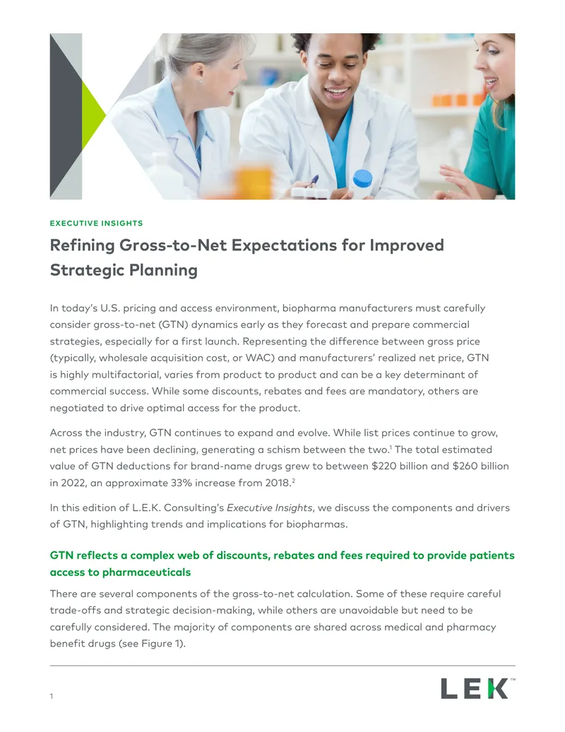Refining Gross-to-Net Expectations for Strategic Planning
