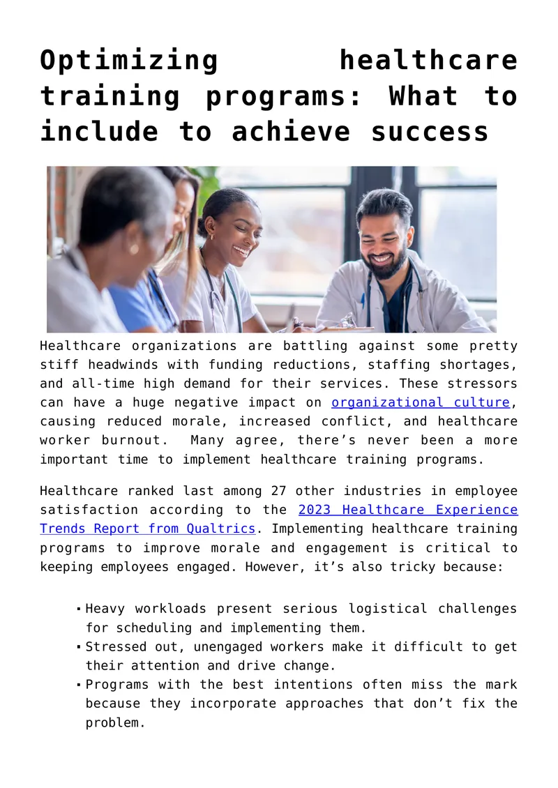 Optimizing Healthcare Training Programs for Success