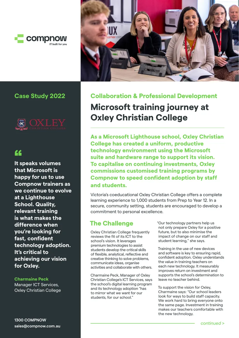 Technology Adoption and Training at Oxley Christian College