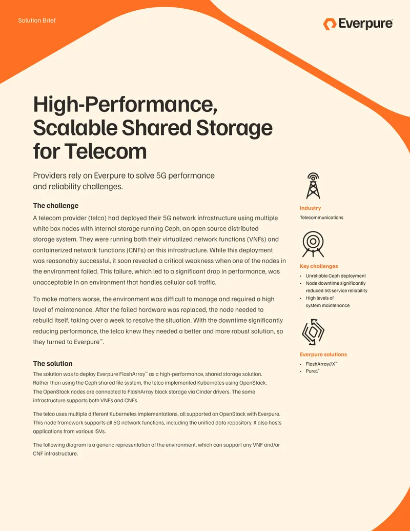 High-Performance Scalable Shared Storage for Telecom