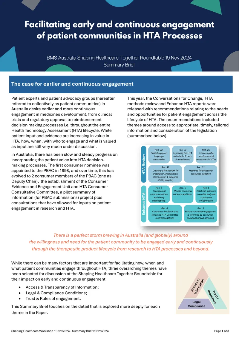Patient Engagement in Health Technology Assessment