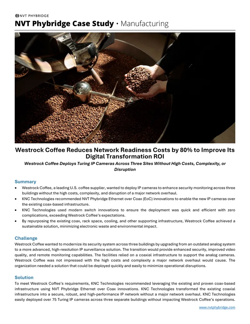 Westrock Coffee Network Readiness Cost Reduction Case Study