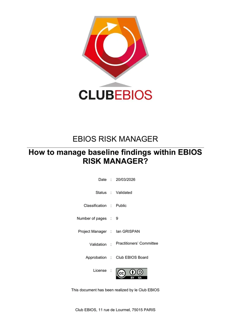 Managing Baseline Findings in EBIOS Risk Manager