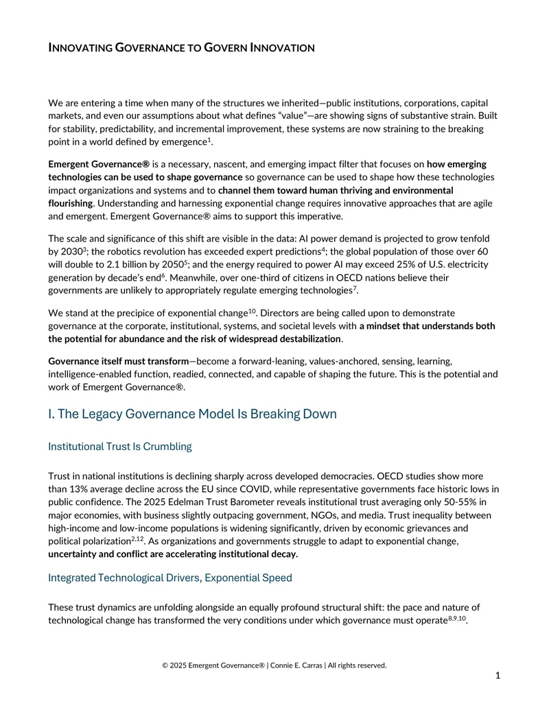 Innovating Governance to Govern Innovation
