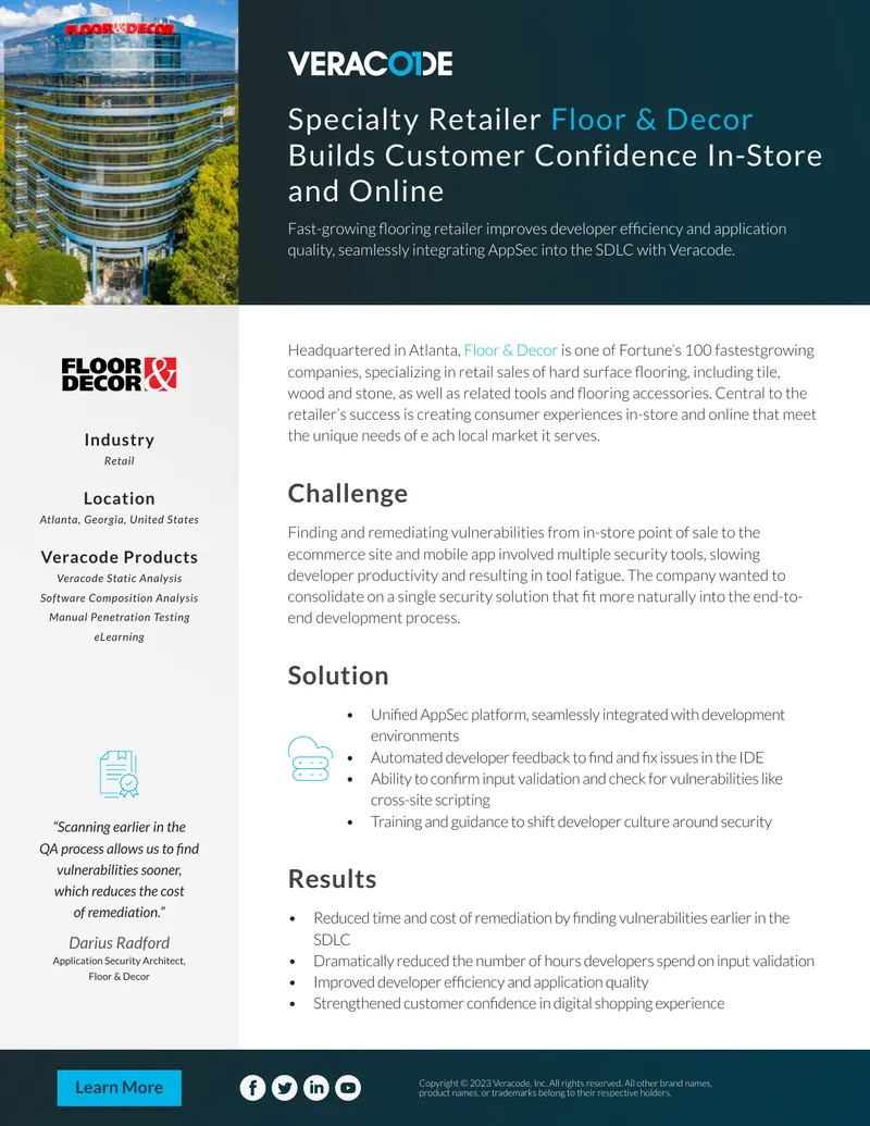 Floor & Decor Application Security Integration Case Study