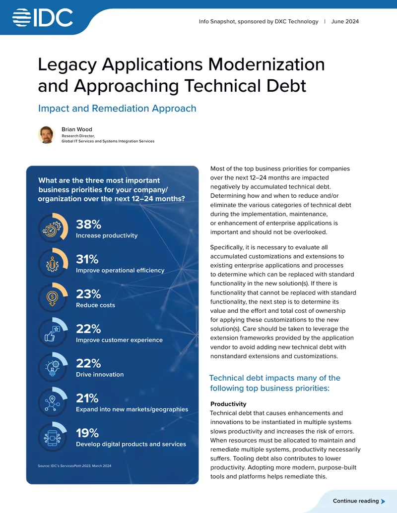 Legacy Applications Modernization and Technical Debt Management