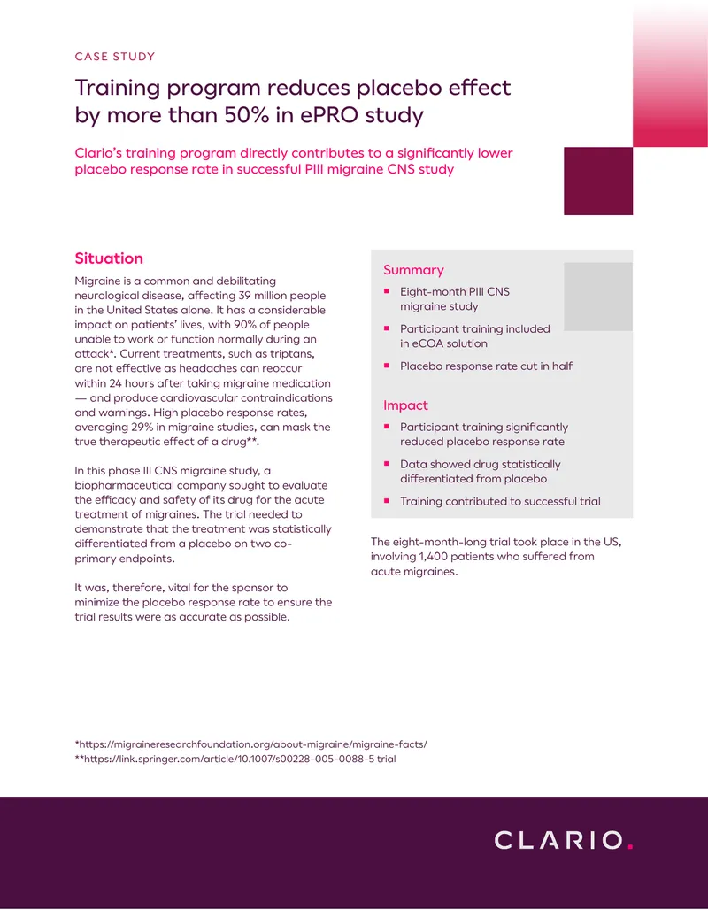 Participant Training Impact on Migraine Study