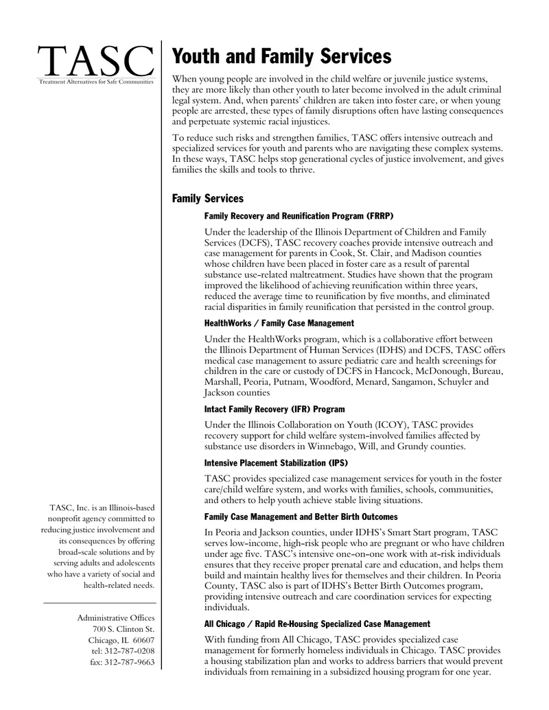 TASC Youth and Family Services Overview