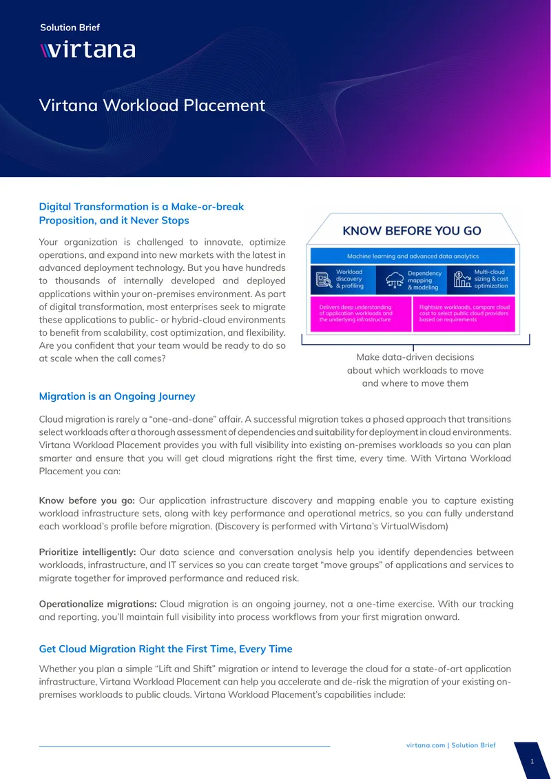 Virtana Workload Placement Solution Brief