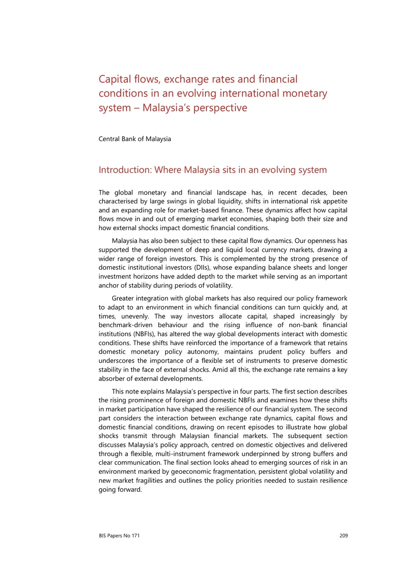 Capital Flows and Financial Conditions in Malaysia