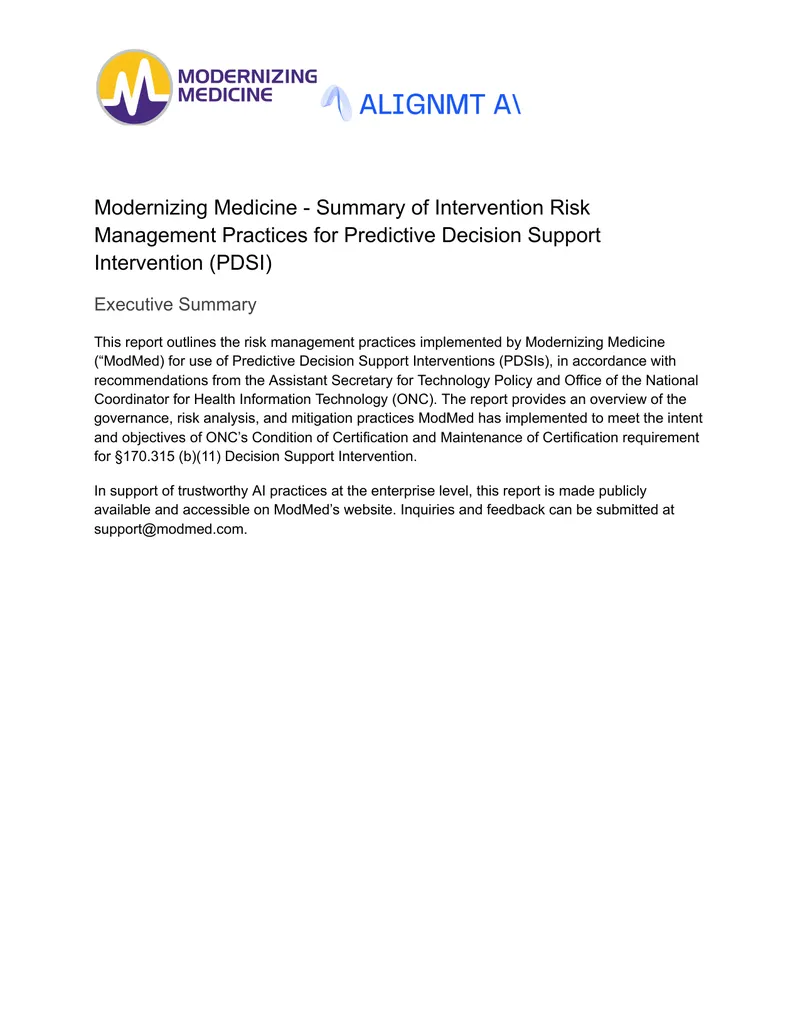 Intervention Risk Management Practices for Predictive Decision Support