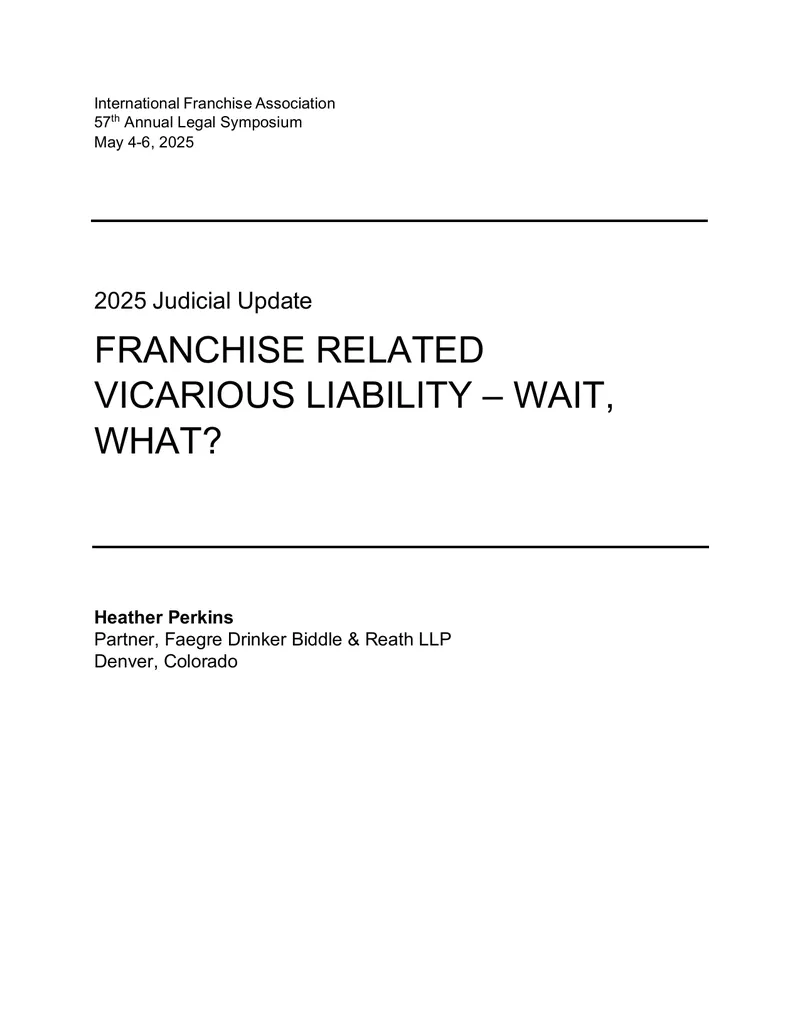 Franchise-Related Vicarious Liability Analysis