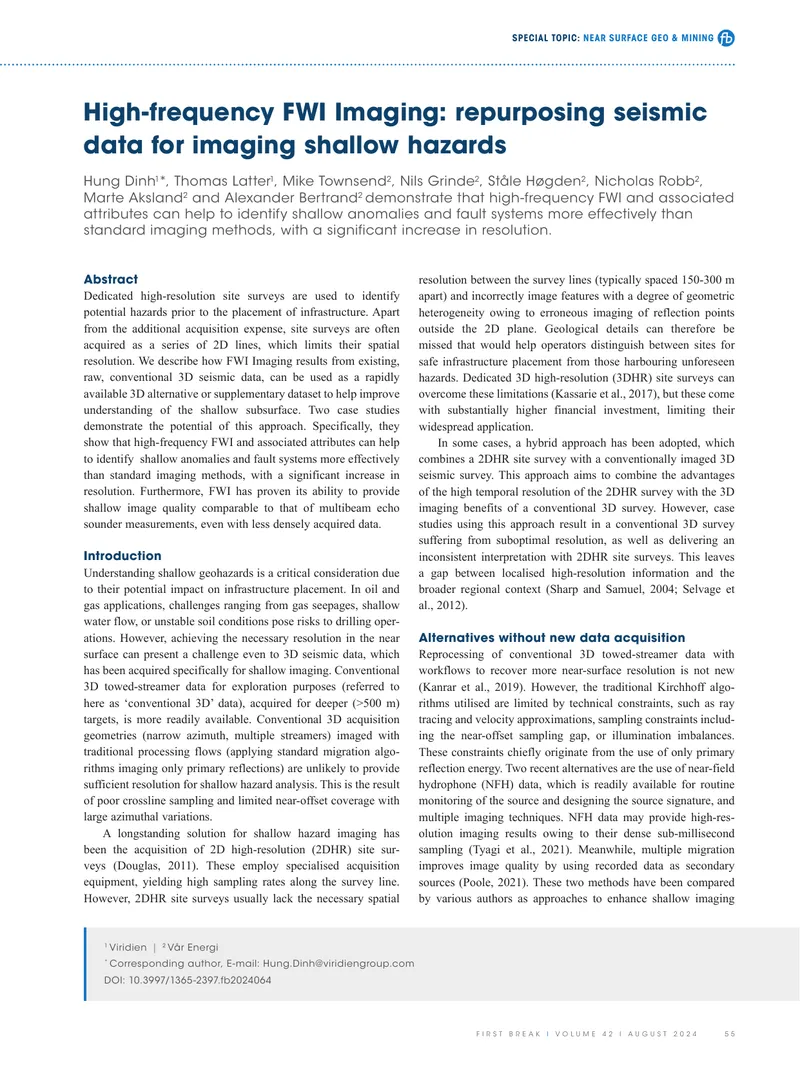High-Frequency FWI Imaging for Shallow Hazards