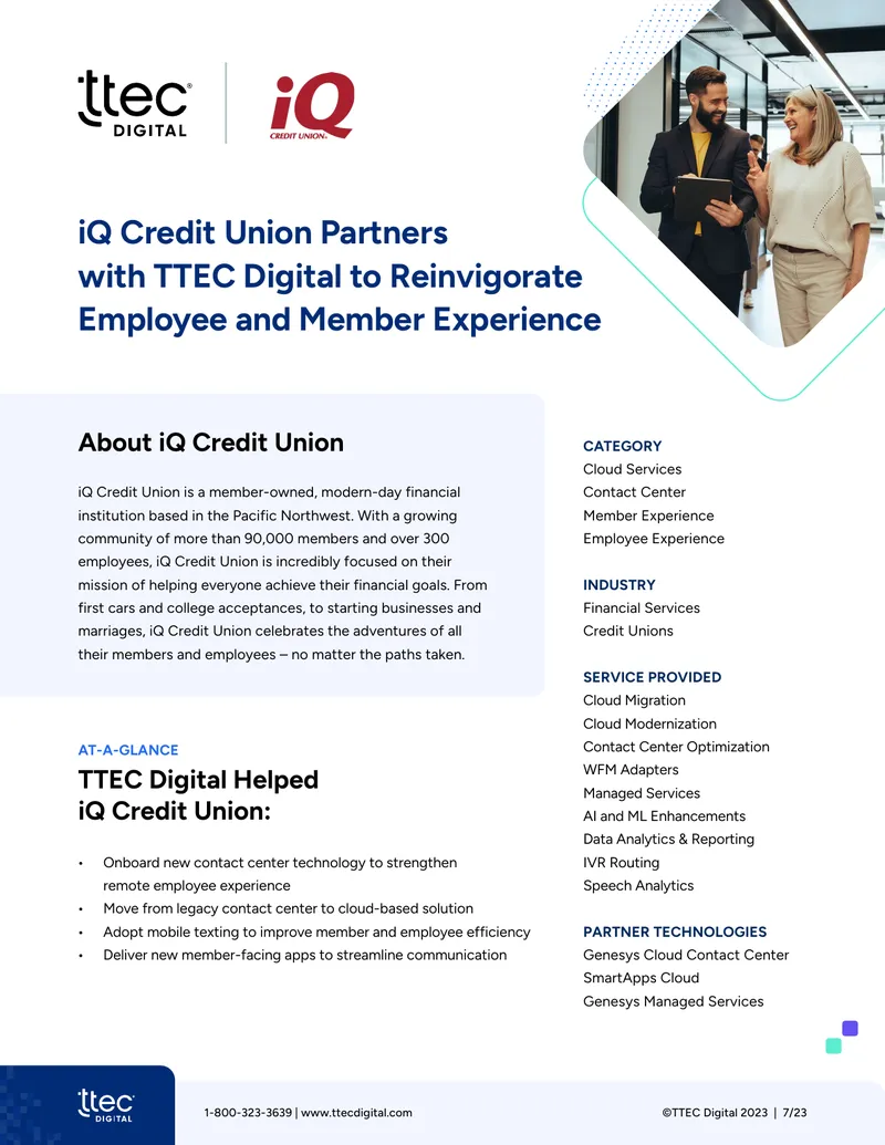 iQ Credit Union Contact Center Modernization Case Study