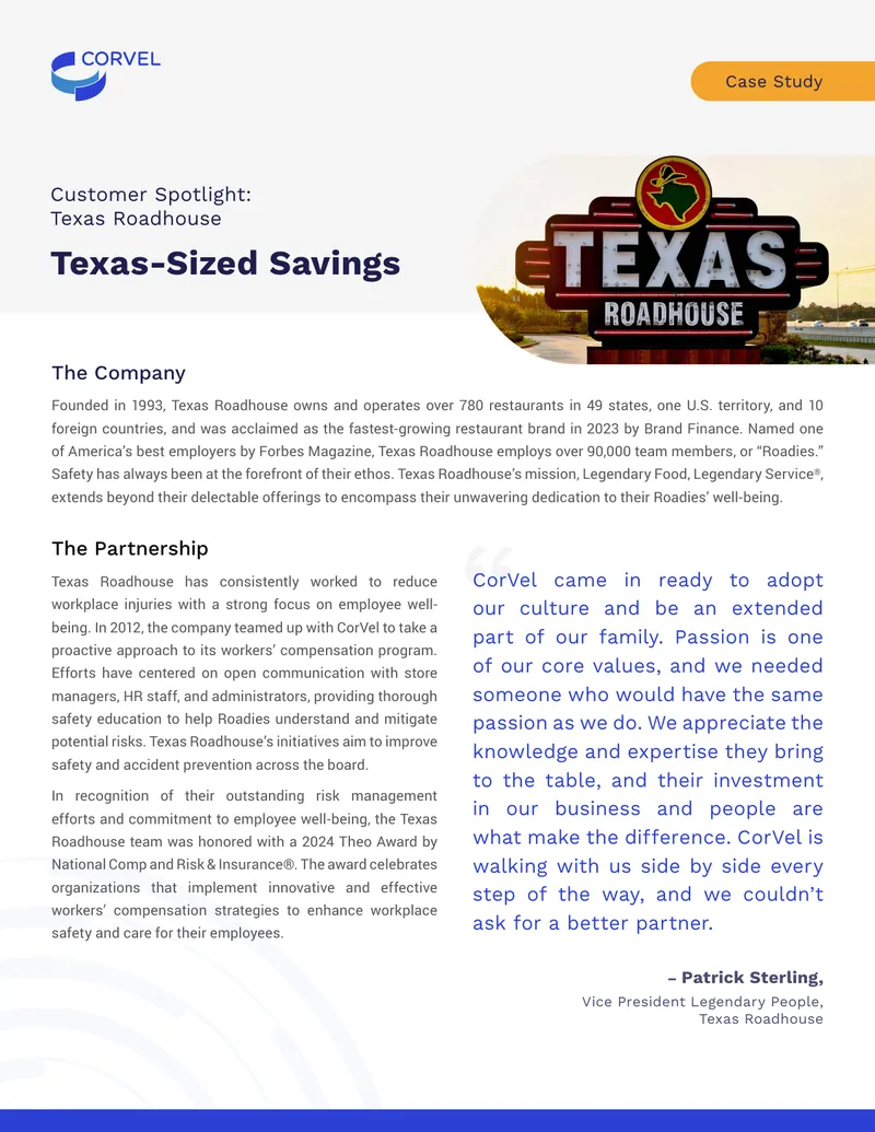 Texas Roadhouse Employee Well-Being and Safety Case Study