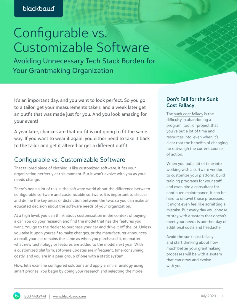 Configurable vs Customizable Software for Grantmaking