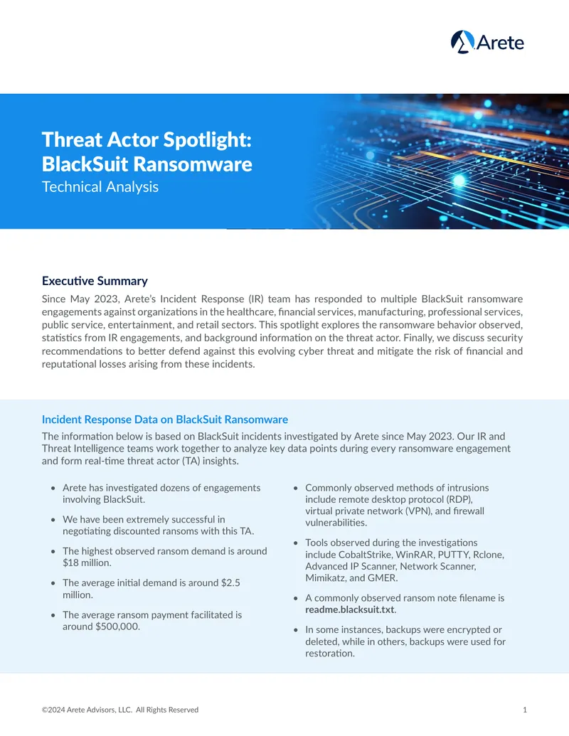 BlackSuit Ransomware Incident Response Analysis