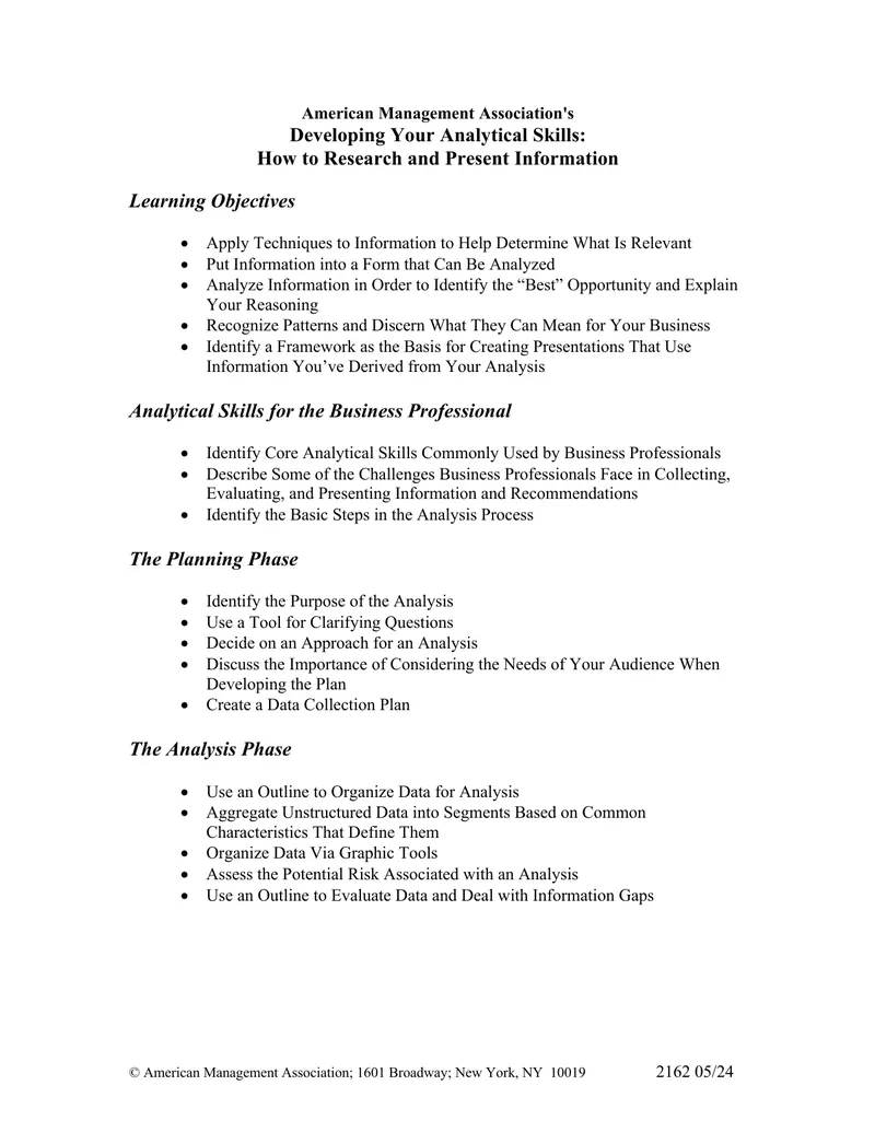 Developing Analytical Skills for Business Professionals