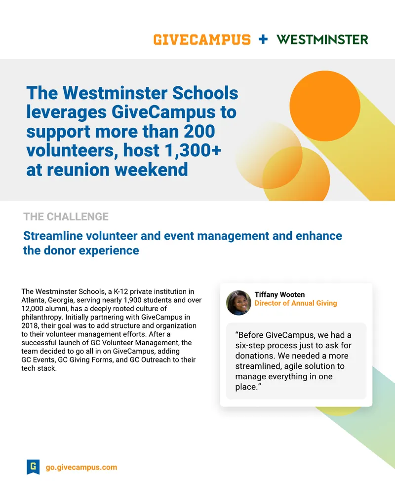 Volunteer Management and Fundraising Enhancement at Westminster Schools