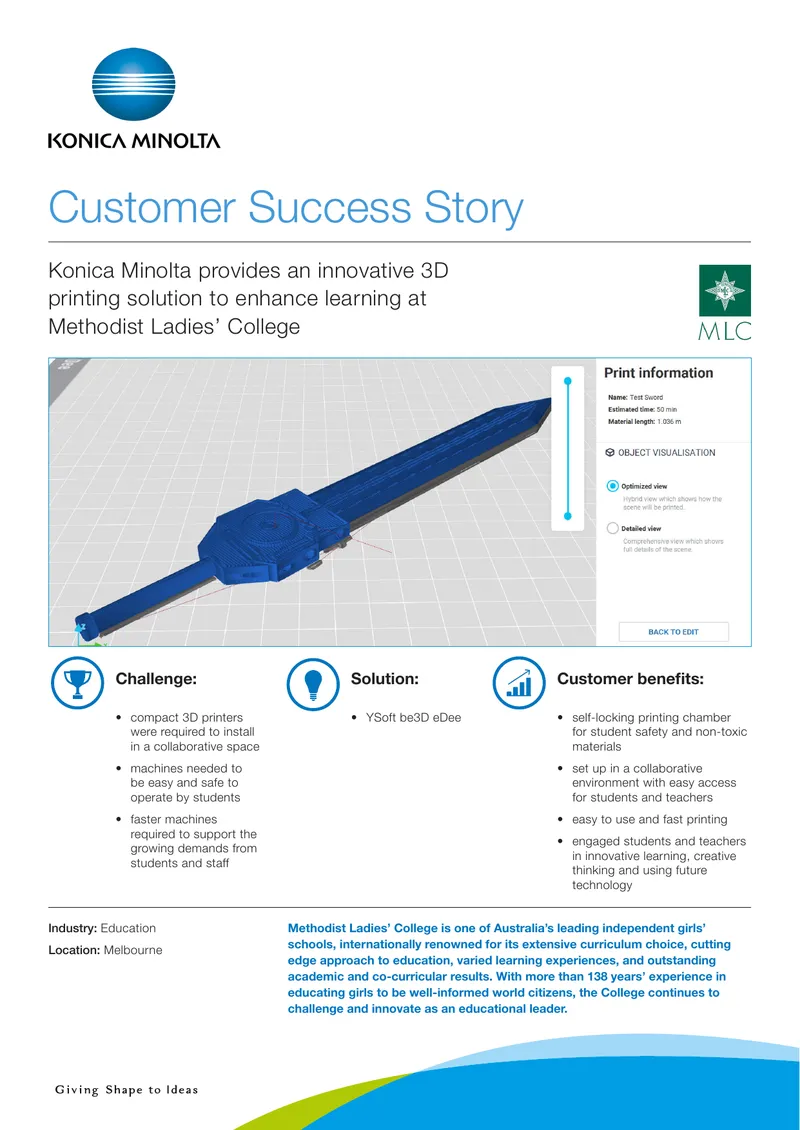 3D Printing Solution Implementation at Methodist Ladies’ College